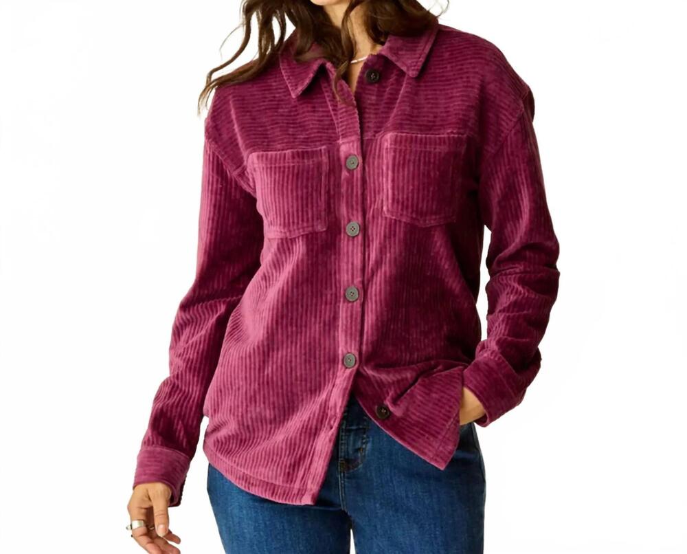 NEW CARVE DESIGNS hudson stretch cord shacket in nirvana